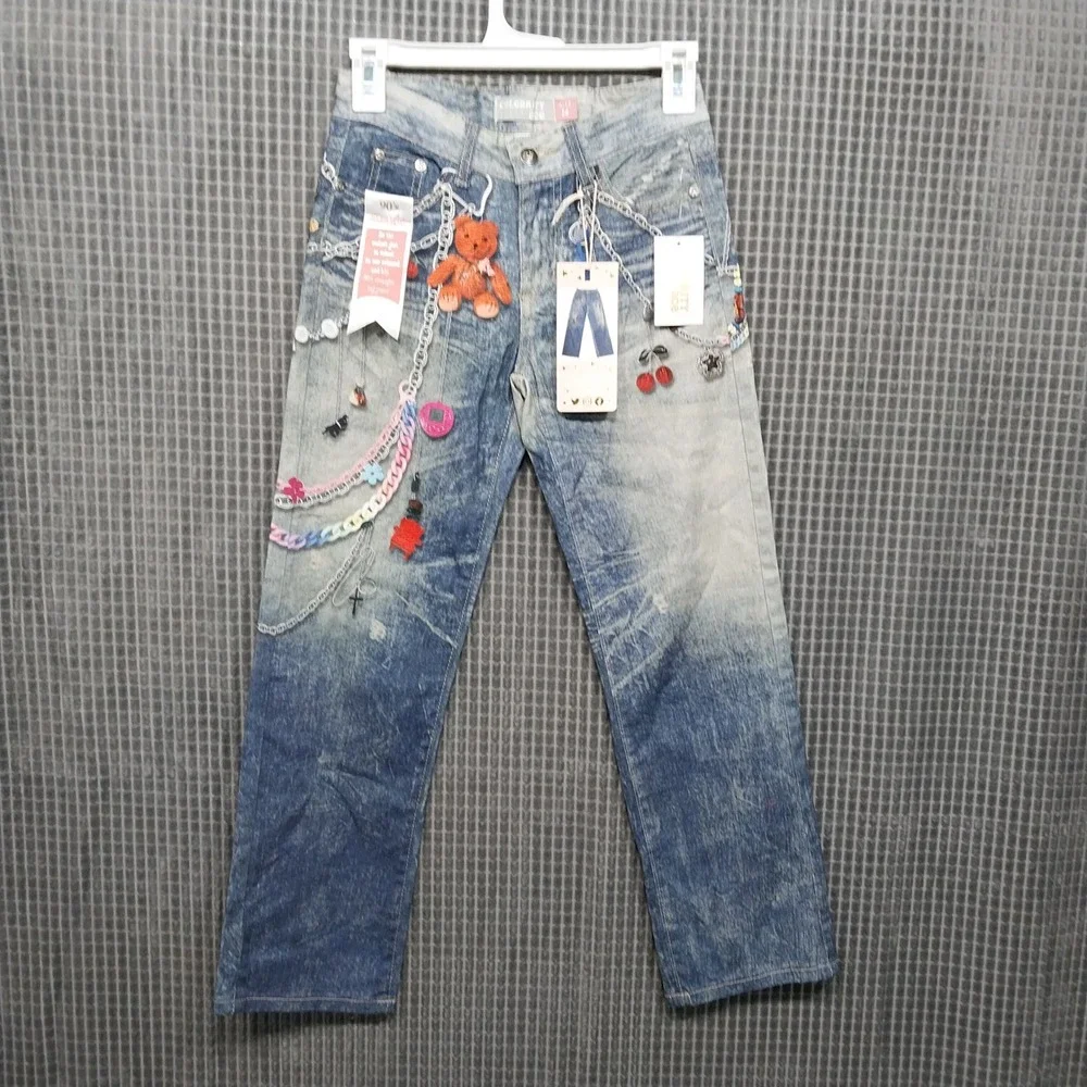 Celebrity Ace Kids Jeans 90s Charms Acid Wash 14 Blue